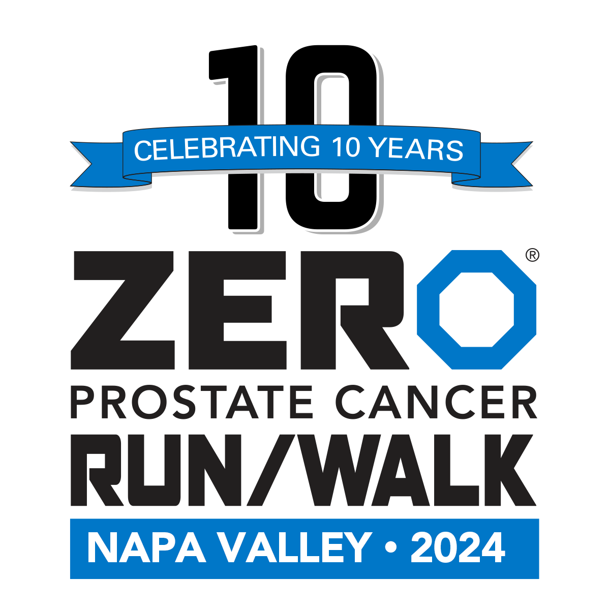 ZERO Prostate Cancer Run/Walk - Napa Valley 10th Anniversary Logo