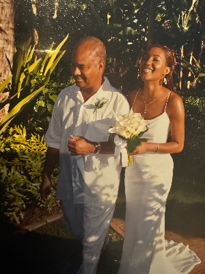 My dad walking me down the aisle - Maui style!